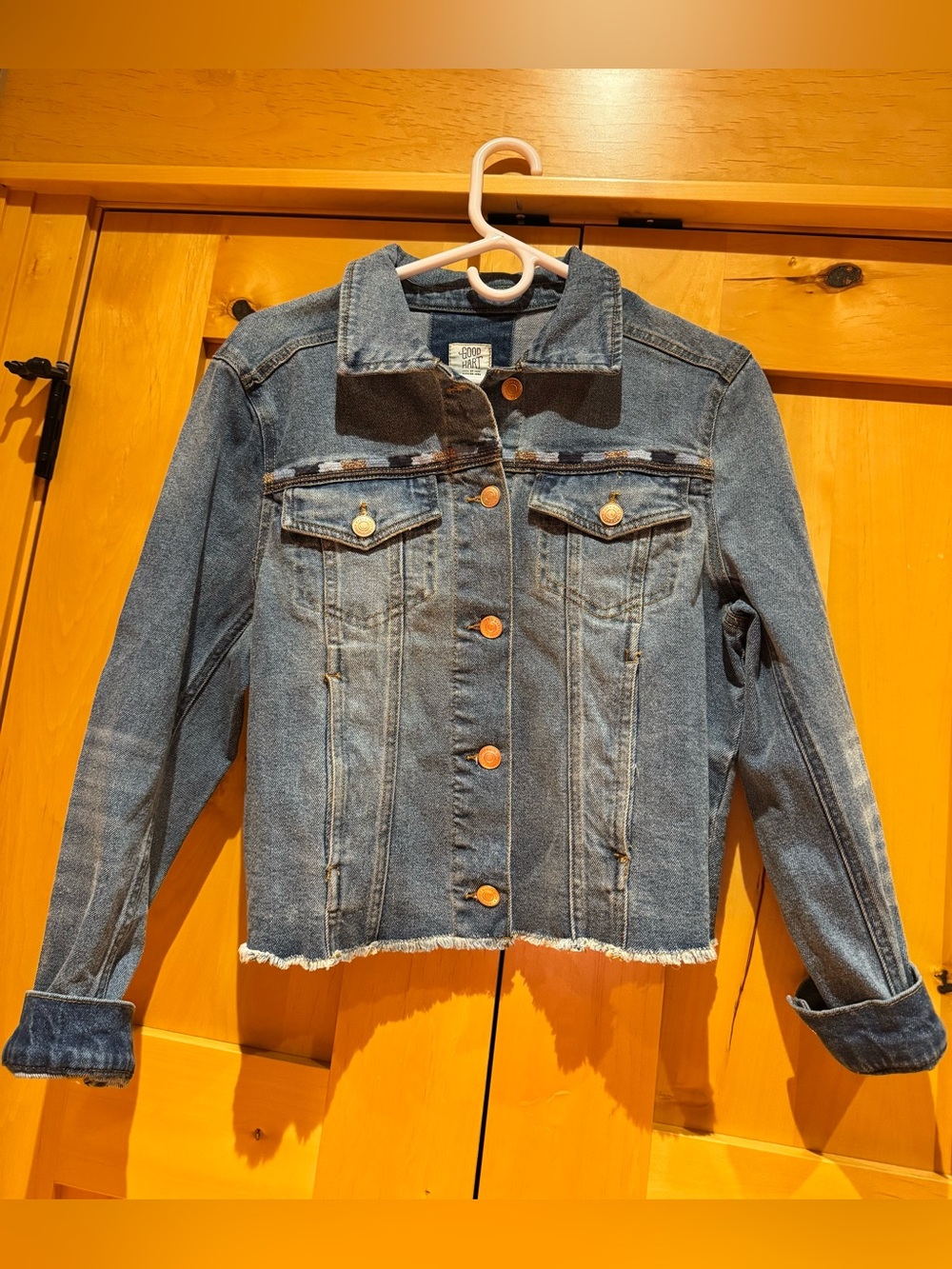 Matilda Jane Detailed Denim Jean Jacket in Classic Medium Blue